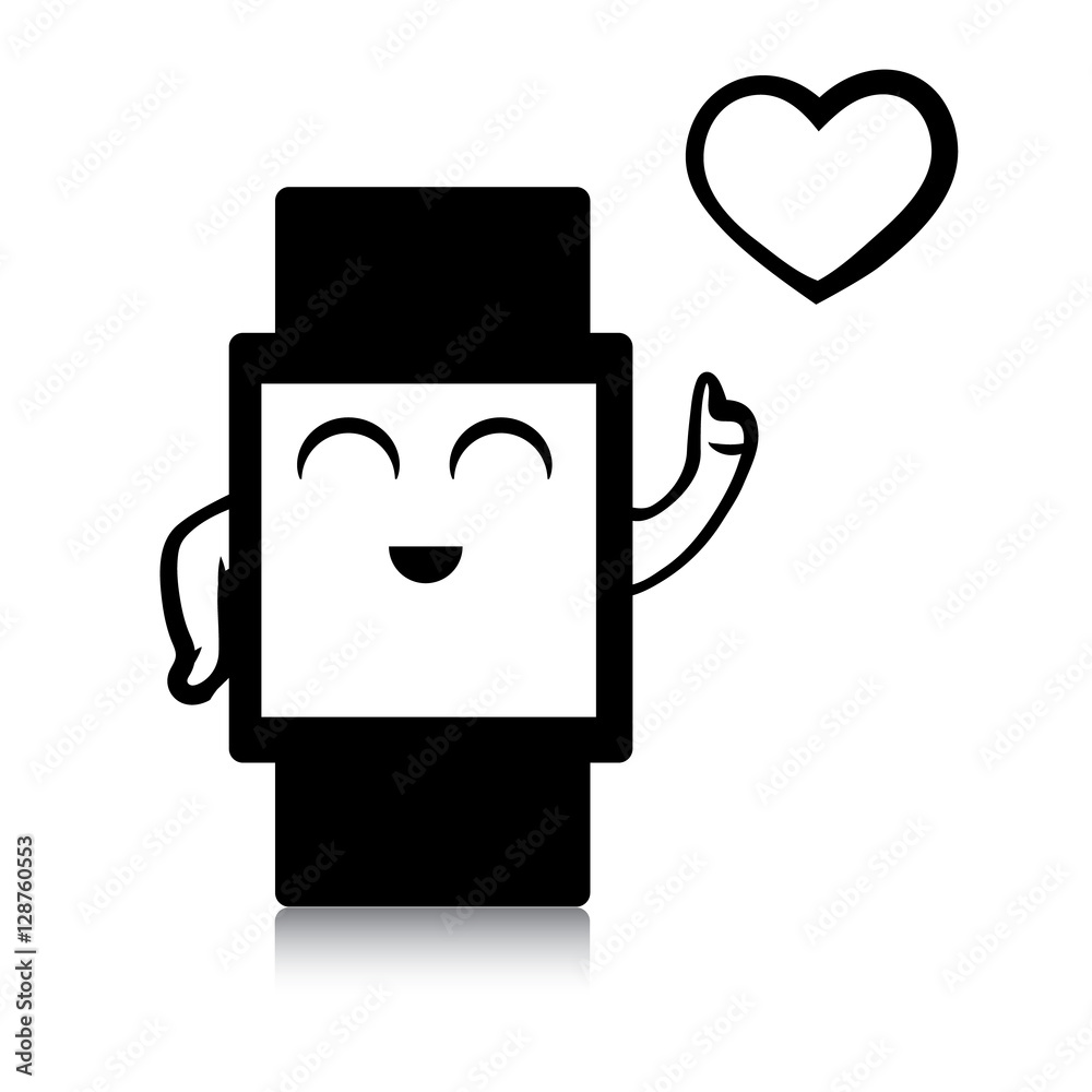 Vector illustration of smart watch icon. Pulse heart