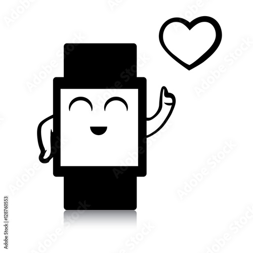 Vector illustration of smart watch icon. Pulse heart