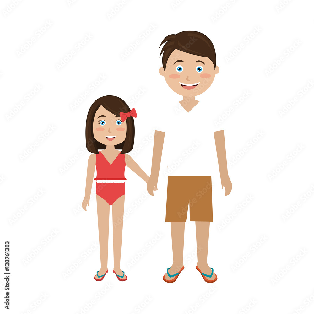 Fototapeta premium happy family vacations holiday vector illustration design