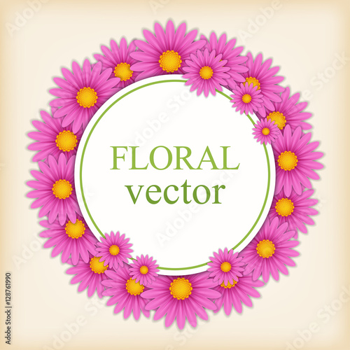 Fototapeta Naklejka Na Ścianę i Meble -  Floral vector round banner. Decorative element for design.