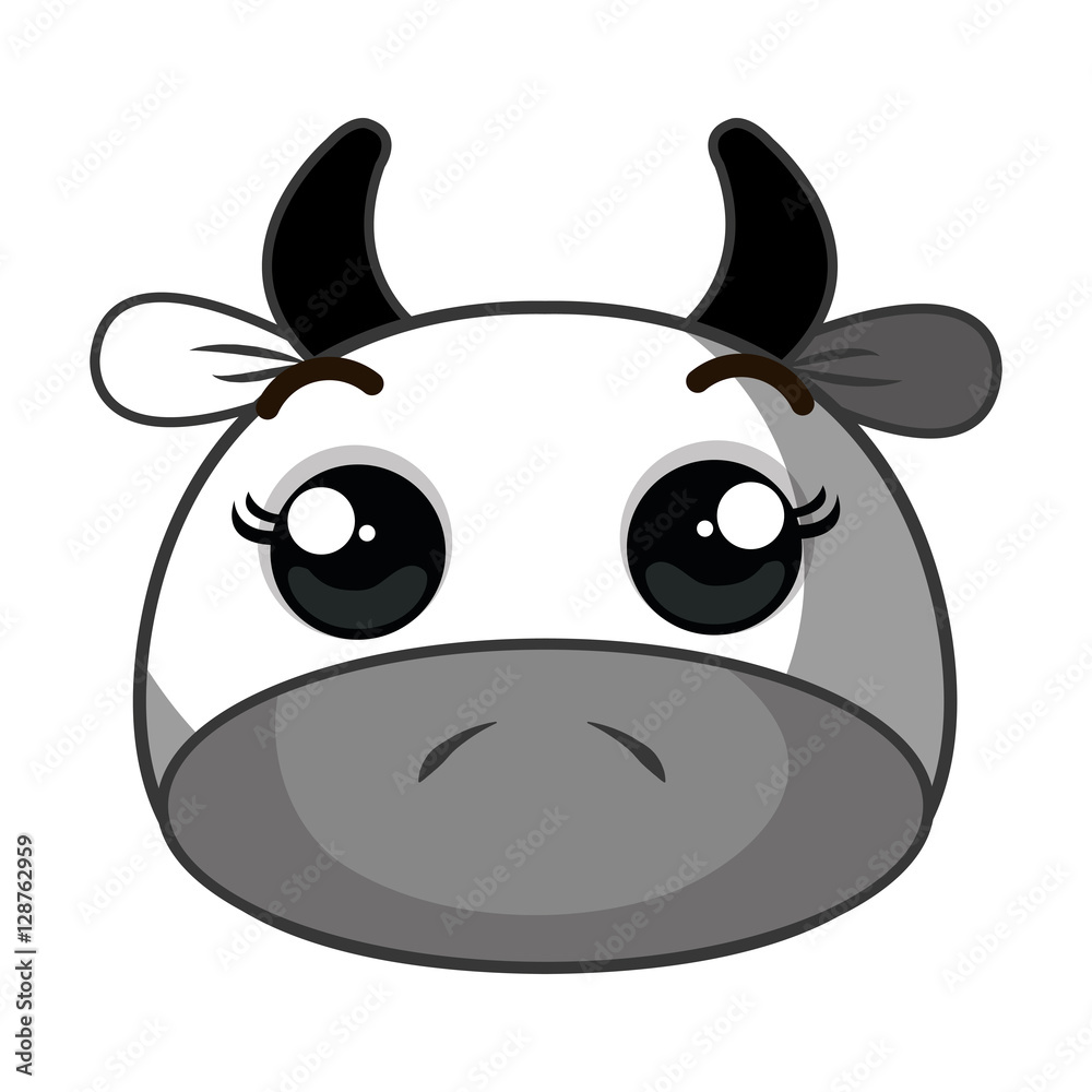 cute cow kawaii character vector illustration design