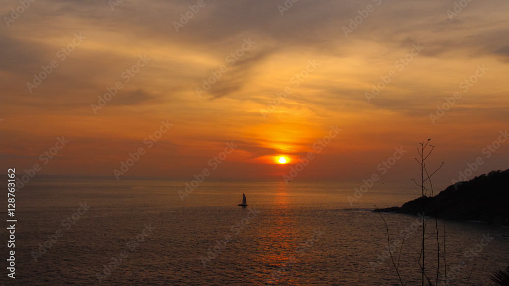 Sunset at Laem Phrom Thep in Phuket province,Thailand.