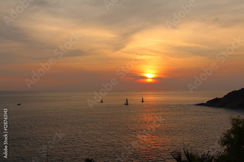 Sunset at Laem Phrom Thep in Phuket province Thailand.