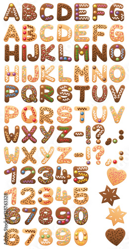 Christmas cookies alphabet assortment in duplicate - for your text with double letters.