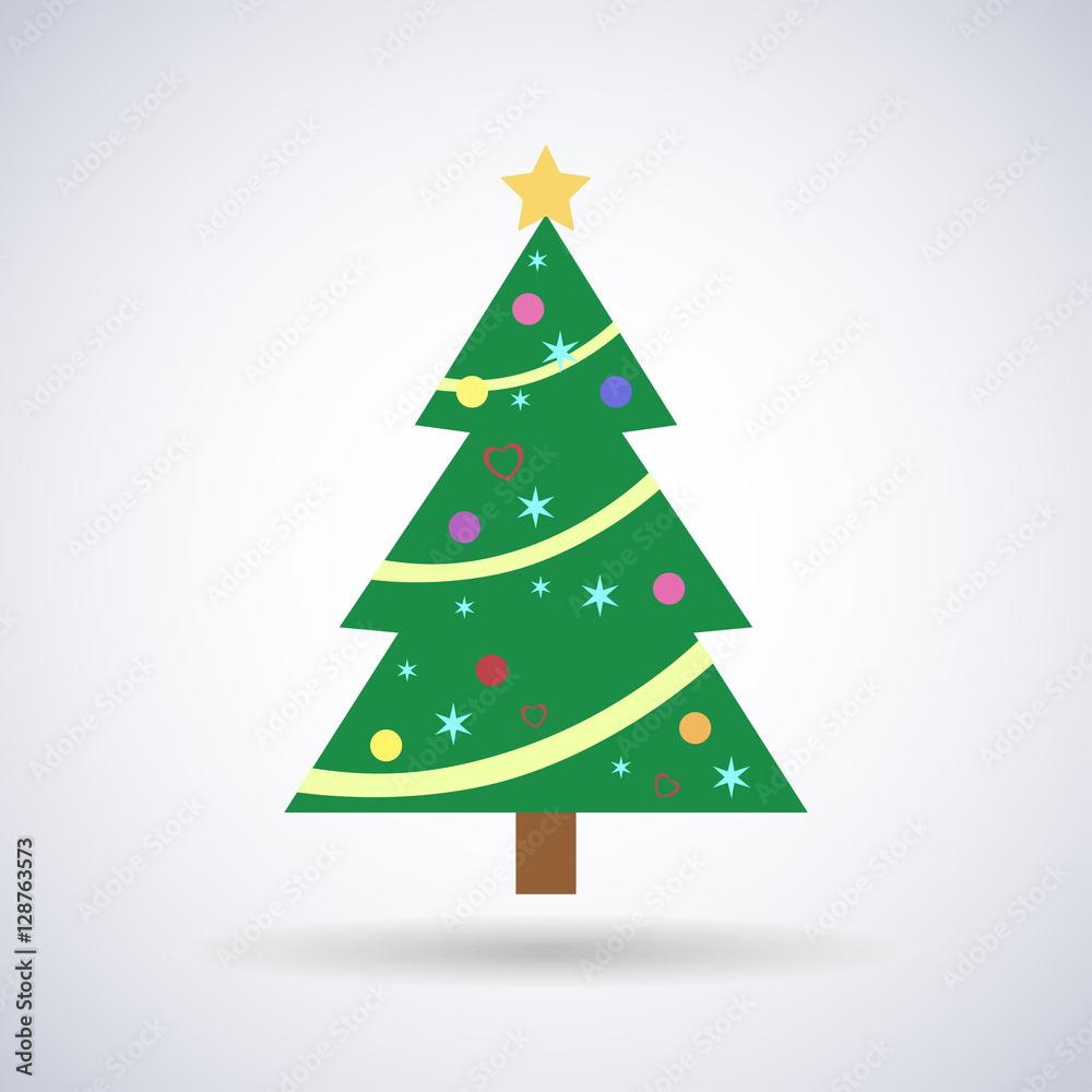 Christmas tree elegant with ornaments and New Year, stylish vector illustration, EPS10 Christmas tree elegant with ornaments and New Year, stylish vector illustration, EPS10