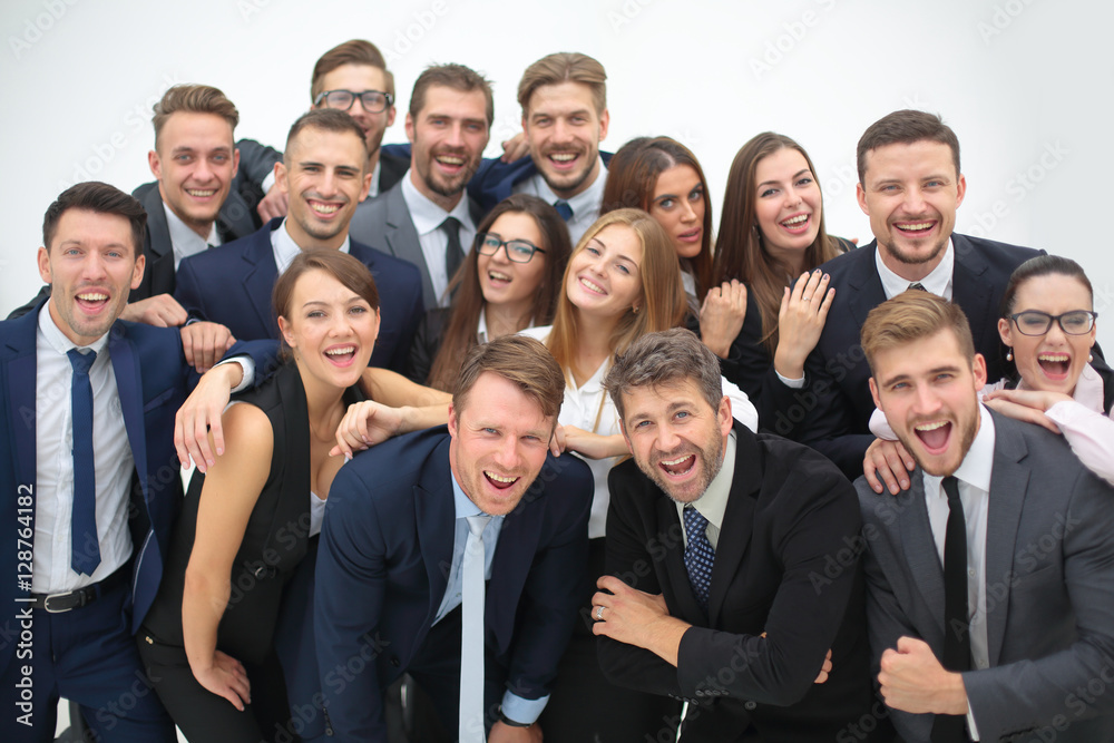 Portrait of smiling business people against white background Portrait of smiling business people against white background