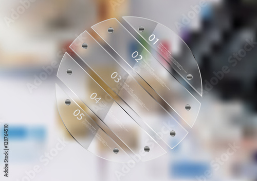 Illustration infographic template with circle created by five glass sheets