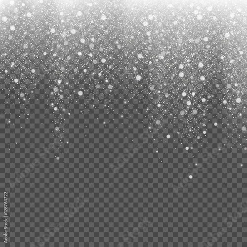 Falling snow on a transparent background. Vector illustration