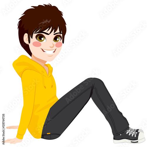 Teenager boy wearing casual...