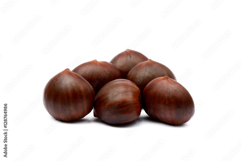 Chestnuts isolated on white background Chestnuts isolated on white background