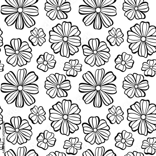 Graphic Seamless pattern with flowers on a white background