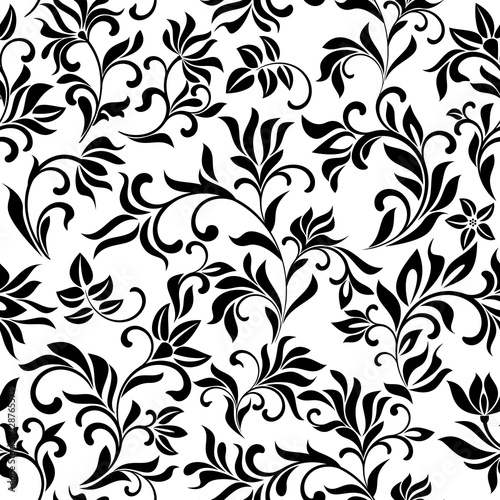 Elegant seamless pattern with decoration flowers on a white background