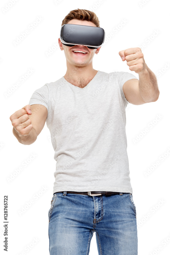 Man with virtual reality goggles Man with virtual reality goggles
