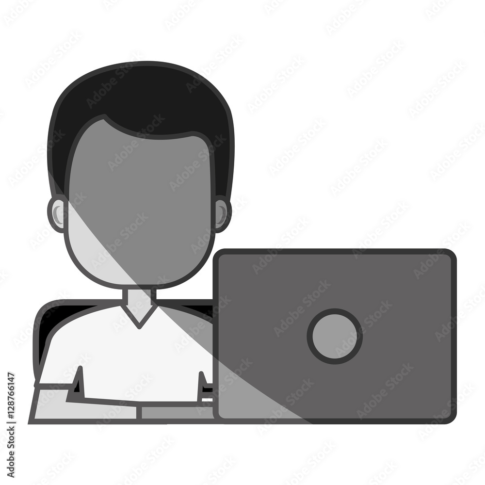 man avatar using laptop vector illustration design