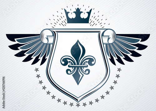 Vector retro insignia design decorated using vintage elements li