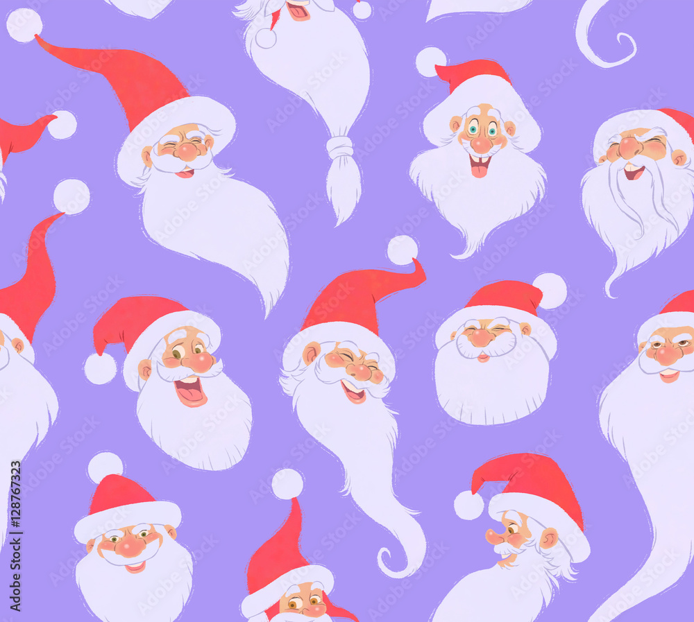 Santa Claus cartoon faces pattern Santa Claus cartoon faces pattern