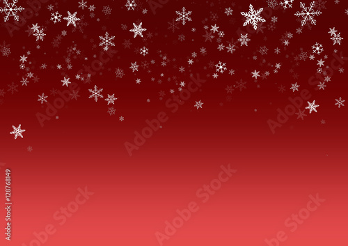 falling snowflakes on red background