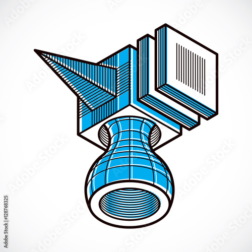 Abstract trigonometric construction, vector dimensional design t