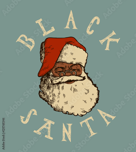 african santa face. vintage black santa claus card.