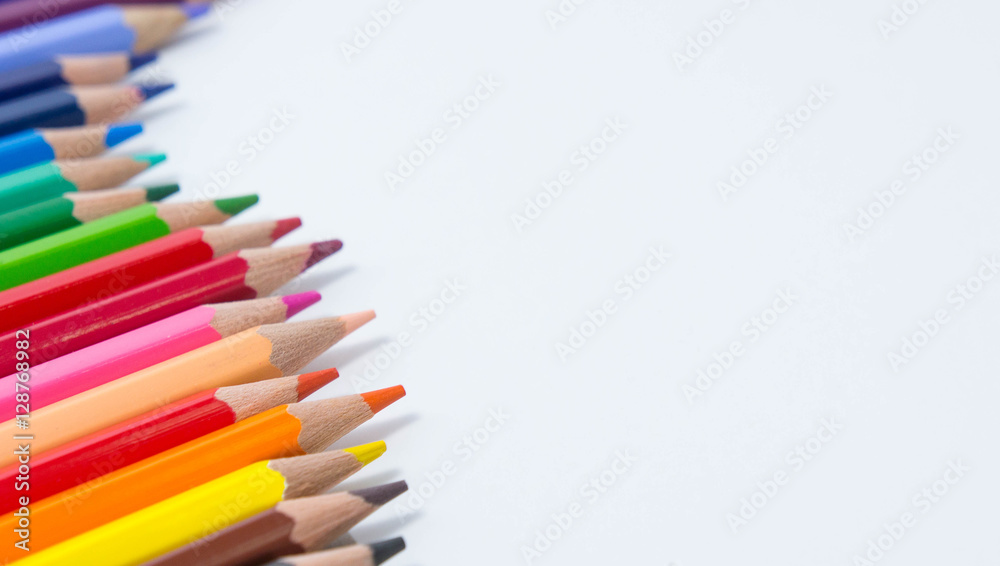 pencils color on white background , pencils color group