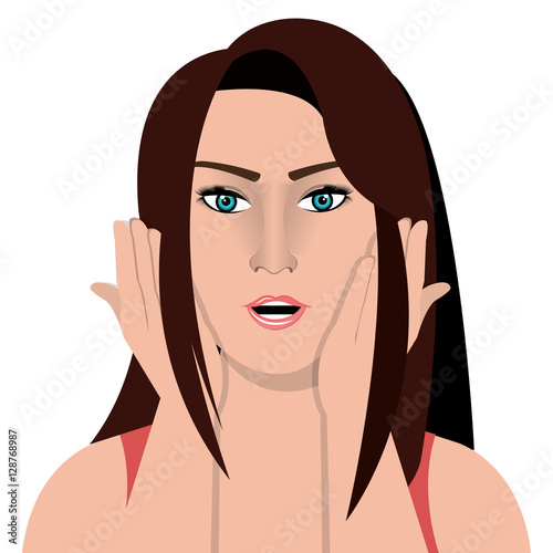 woman character facial expression vector illustration design