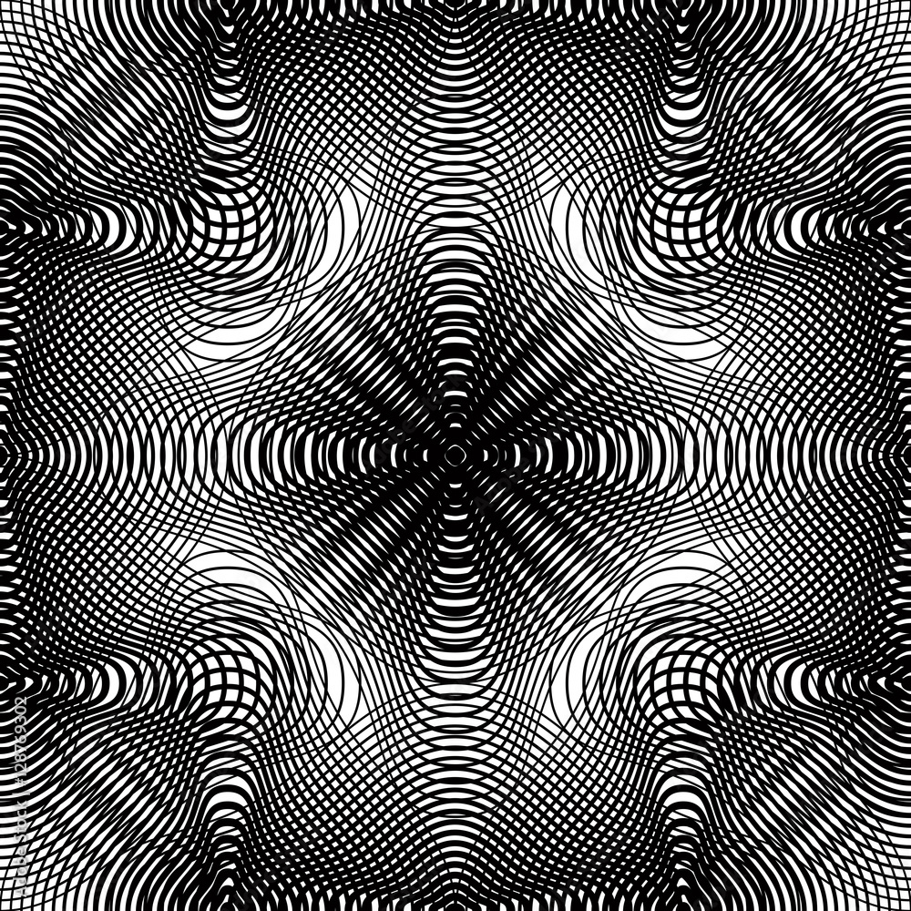 Black and white vector ornamental pattern, seamless art backgrou