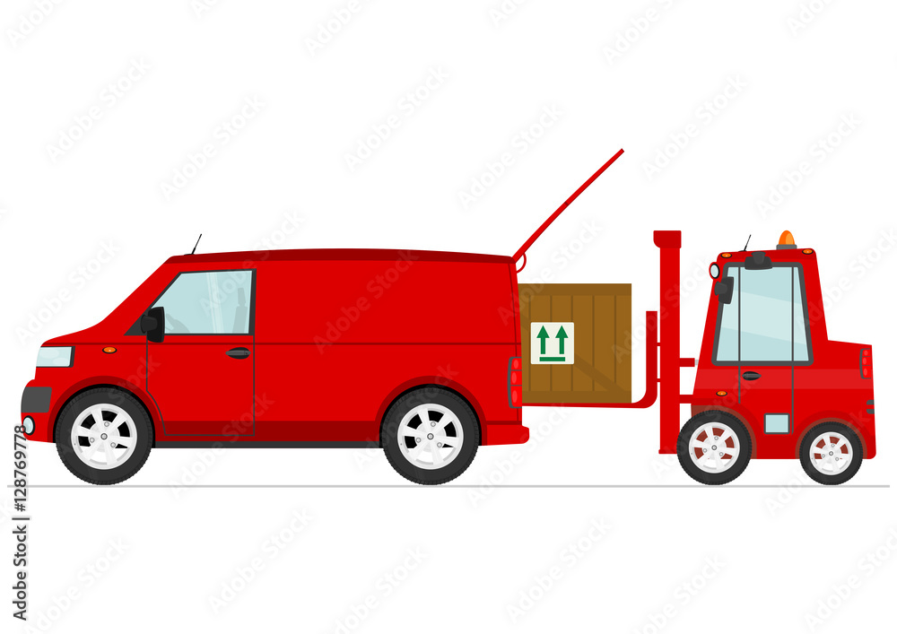 Cartoon van with cargo. Flat vector. Stock Vector | Adobe Stock