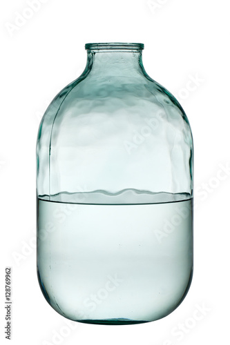 10-liter glass jar with water isolated on white background. Clipping path.