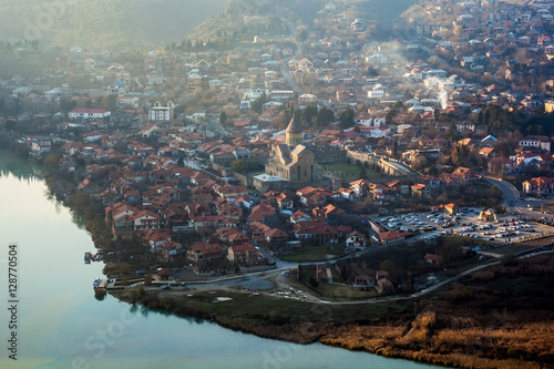 View of Mtskheta and Svetitskhoveli from Jvari church. Georgia