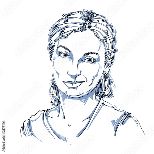 Hand-drawn vector illustration of beautiful skeptic woman, I do