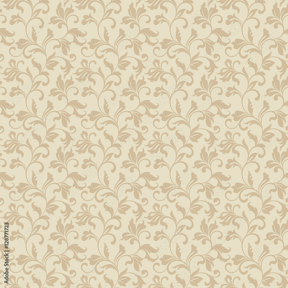 Tender seamless pattern with classic tracery on a light background