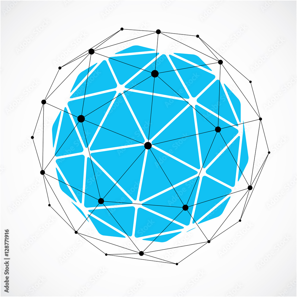 Perspective technology shape with black lines and dots connected Perspective technology shape with black lines and dots connected