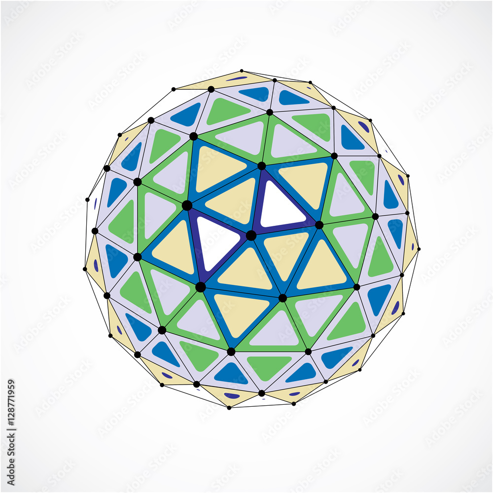Abstract vector low poly object with black lines and dots connec Abstract vector low poly object with black lines and dots connec