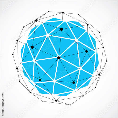 Perspective technology shape with black lines and dots connected