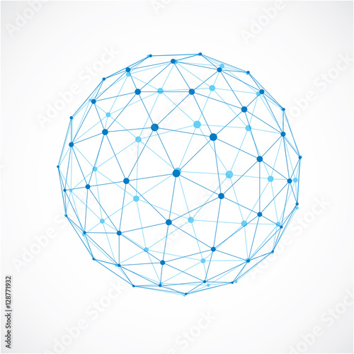 3d vector digital wireframe spherical object made using triangul
