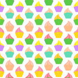 Seamless pattern with color cakes on a white background