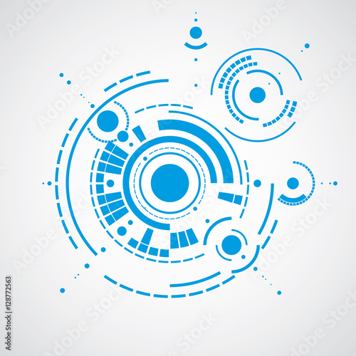 Vector abstract blue background created in Bauhaus retro style.