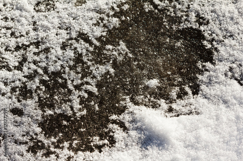 Ice covered with snow background white. Winter day  season of cold weather.