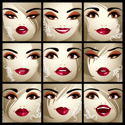 Set of vector beautiful fem...