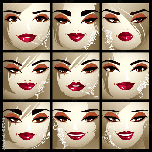 Set of vector beautiful fem...