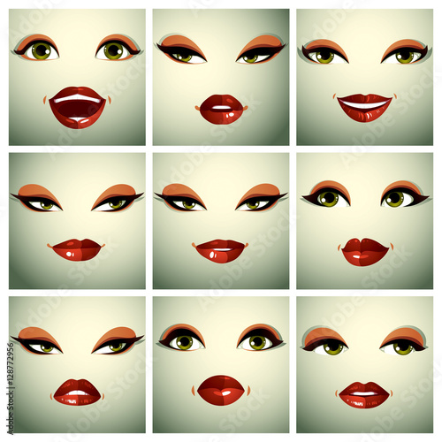 Set of vector beautiful fem...