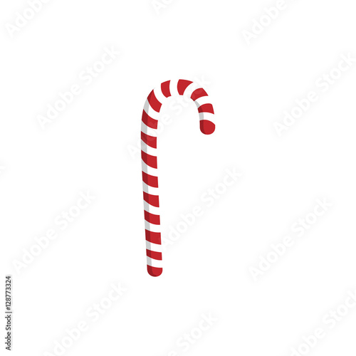 Candy cane clip-art, isolated on white. illustration, design element for greeting card, web site, banner. Christmas and New Year striped icon, red and white color