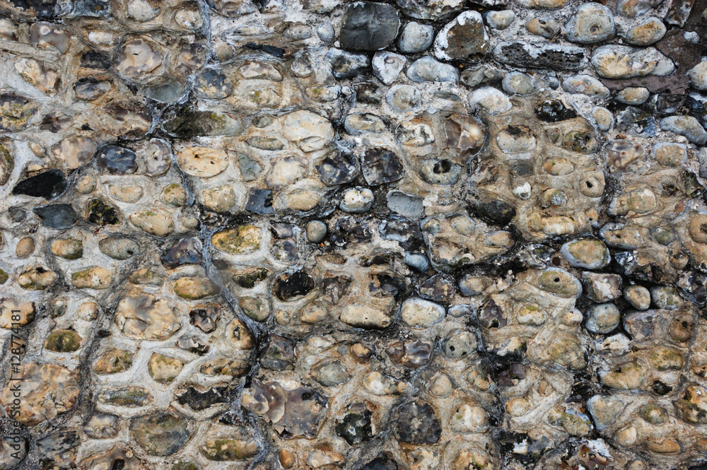 Flint and Stone Wall Background Texture Stock Photo | Adobe Stock