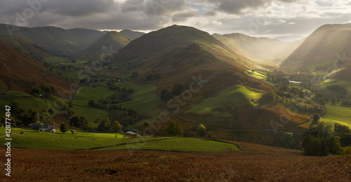 Beautiful light on Martindale Valley, Lake District. photo