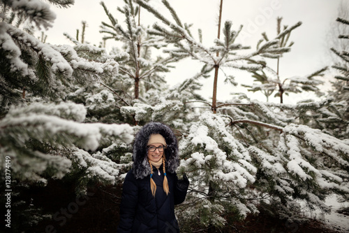 girl in a pine forest in the snow © makam1969