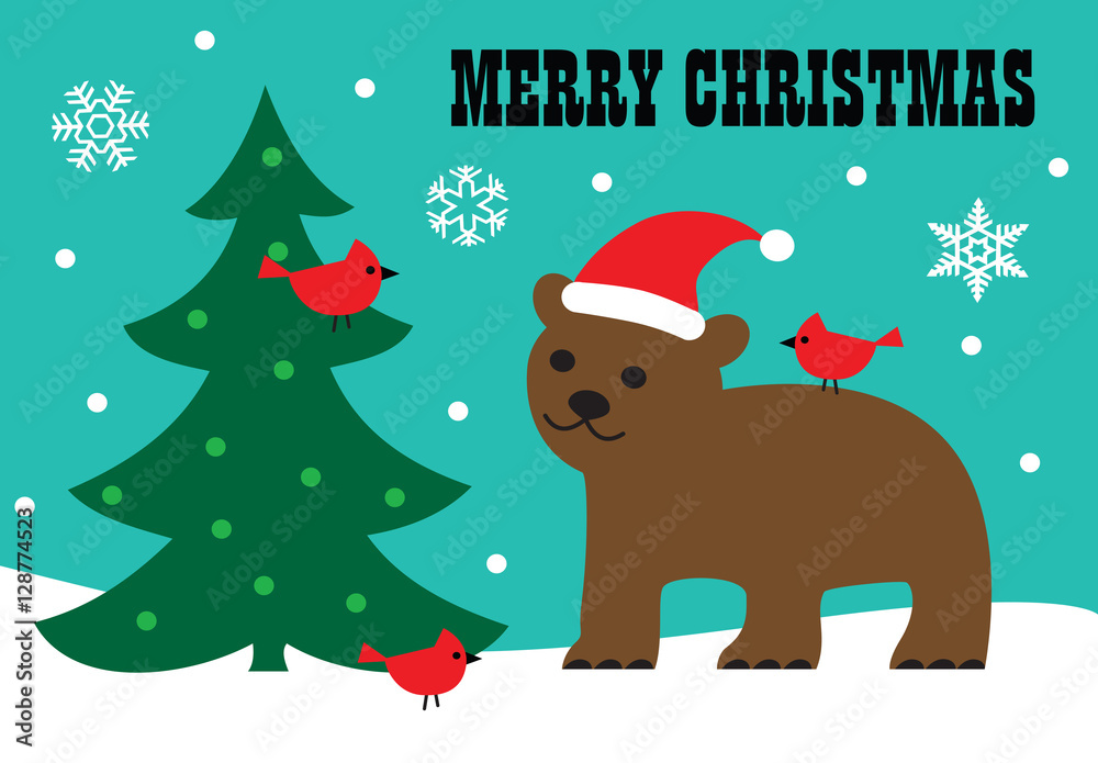 merry christmas bear and tree merry christmas bear and tree
