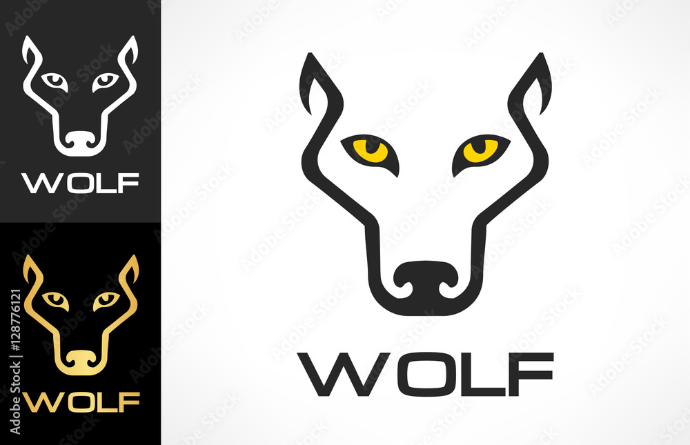 Naklejka premium Wolf Head silhouette. Wolf logo vector. 