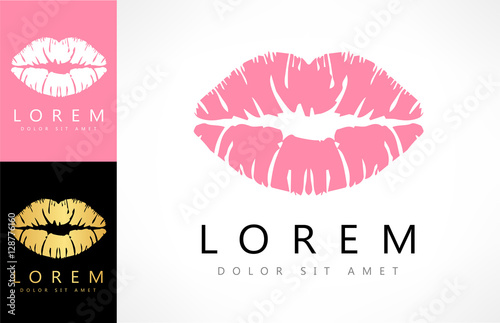 Photo Lips logo. Female lips print.