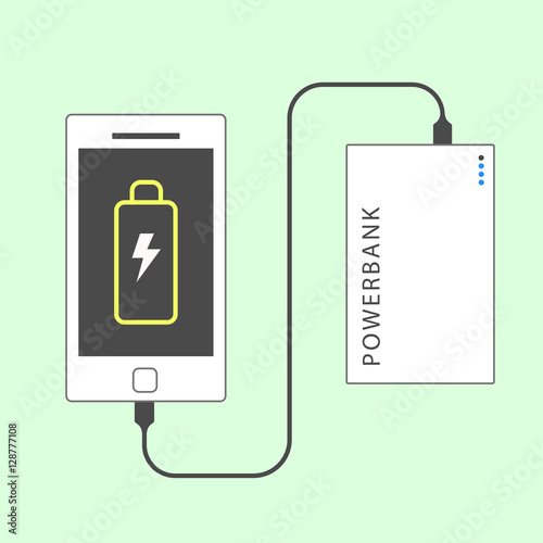 Smartphone charger by powerbank baterai without cabel and indicator power