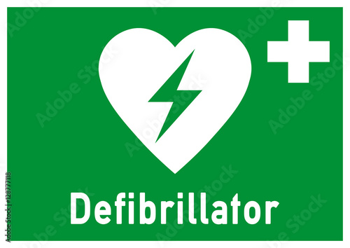 nrs9 NewRescueSign nrs - ks150 Kombi-Schild - Defibrillator - Rettungszeichen grün - DIN A1 A2 A3 A4 Poster Querformat XXL - g4787 photo